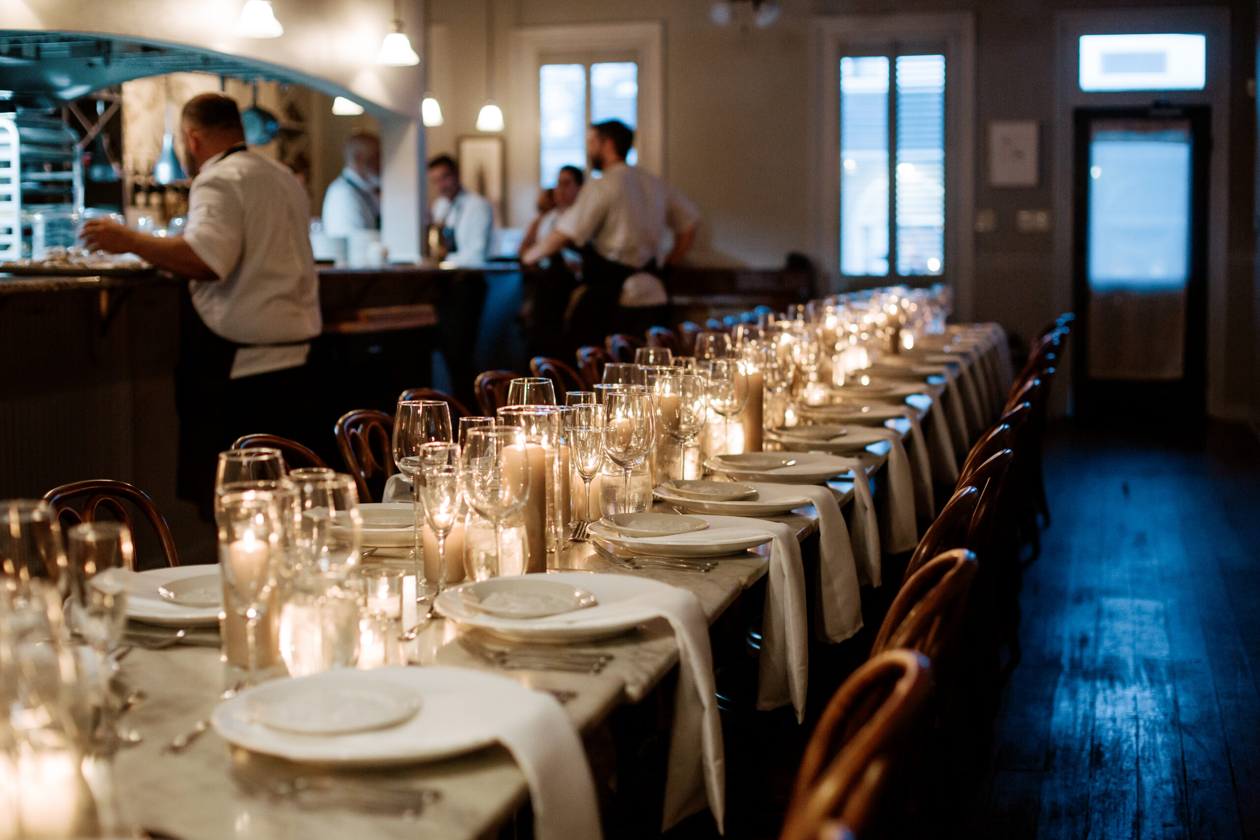 Elegant rehearsal dinner venue in New Orleans styled for a wedding weekend celebration